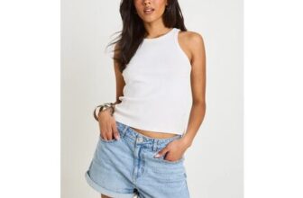 Boohoo Petite Denim Mom Short