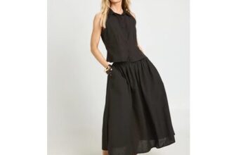 Boohoo Petite Linen Look Waistcoat & Volume Maxi Skirt Co-Ord