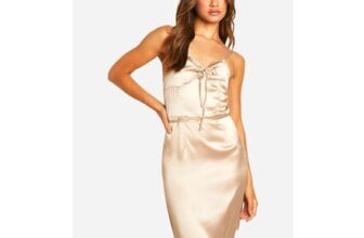 Boohoo Tall Satin Mini Slip Dress, 14