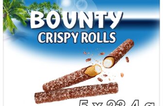 Bounty Crispy Rolls, Milk Chocolate, Coconut, Biscuit Snack Bar, Multipack 5 x 23.4g