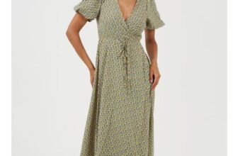 Brave Soul Womens V-Neck Midi Floral Wrap Dress