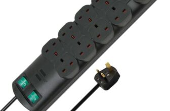 Brennenstuhl Primera-Line 10-way Extension Lead (Power strip with 2 switches for 5 sockets each and 2m cable) Black