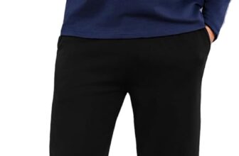 Bresdk Mens Pyjamas Sets Cotton Pjs Set Long Sleeve Nightwear Solid Pyjama Bottoms with Pockets