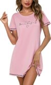 Bresdk Womens Nightdresses Short Sleeve Nighties Cotton Nightwear Negligee for Ladies Soft Sleepwear Nightshirts S-3XL