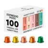 BrewBlack Variety Pack – 100 Aluminium Coffee Pods Compatible with Nespresso