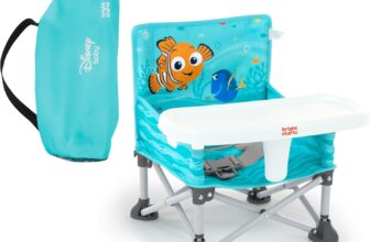 Bright Starts Disney Finding Nemo Pop N Sit Portable Booster, Indoor/Outdoor Use, Floor Seat with Feeding Tray, 6 Mos – 3 Yrs
