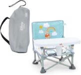 Bright Starts Disney Winnie The Pooh Portable Booster, Indoor/Outdoor Use, Floor Seat with Feeding Tray, 6 Mos – 3 Yrs
