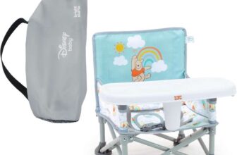 Bright Starts Disney Winnie The Pooh Portable Booster, Indoor/Outdoor Use, Floor Seat with Feeding Tray, 6 Mos – 3 Yrs