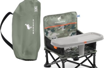 Bright Starts Ford Bronco Pop N Sit Portable Booster Chair, Floor Seat, Indoor/Outdoor Use, Compact Fold, Camo Print, 6 Mos – 3 Yrs