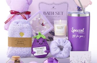 Briney 14 Pcs Bath Sets for Women Gifts, Luxury SPA Sets for Mothers Day Gift, Lavender Themed Present Self Care Relaxation Bath Basket, Get Well Soon Package for Mom Wife Sister Friends