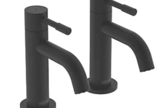 Bristan Mila Black 130mm Cloakroom Lever 2 Tap Holes Basin Pillar Tap (657JE) (Free C&C)