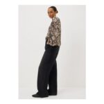 Brown Animal Print Popover Blouse – 22