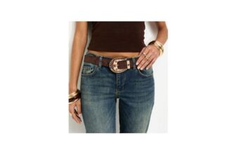 Brown Faux Suede Tribal Buckle Belt
