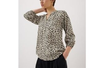 Brown Leopard Print 3/4 Sleeve Popover Blouse – 8
