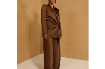 Brown Satin Wide Leg Trousers
