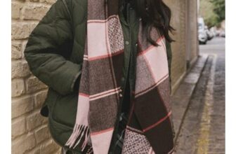 Brown Textured Check Midweight Scarf