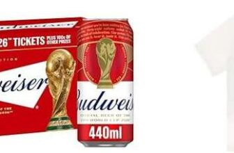 Budweiser Lager Beer Can, 10 x 440ml Budweiser Vintage T-Shirt White XXL Short Sleeve Bundle