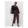 Burgundy Faux Leather Straight Leg Trousers – Size 28