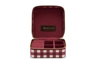 Burgundy Gingham Jewellery Case