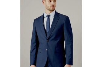 Burton Navy Blue Check Tailored Fit Suit Jacket