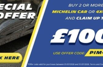 Buy 2 or more Michelin car or 4×4 tyres in July and claim up to £100 back