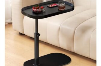 C Shaped Side Table Adjustable Height, 360Swivel Sofa Table