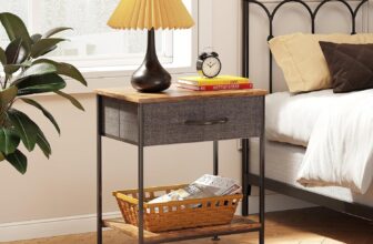 CAIYUN Nightstand, Bedside Table, Side Table with Drawer and Shelf, End Table, Bedroom, Living Room, Easy Assembly, Steel Frame, Industrial, Vintage