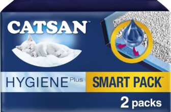 CATSAN – Hygiene Plus Non-Clumping Adult Cat Litter and Kitten Litter – With Liner – 2 x 4L Bag – Smart Pack x 2 Inlays