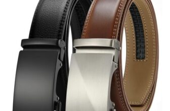 CHAOREN Leather Belts for Men 2 Pack – Ratchet Belt 1 3/8 in Gift Set Box –