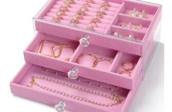 CHARMDI Pink Acrylic Jewellery Box with 3 Drawers