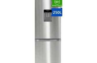CHiQ JKR250WDSSD 54cm Wide 181cm Tall No Frost Fridge Freezer with Water Dispenser – 250L – Stainless Steel – 2 YR Warranty – Free Install