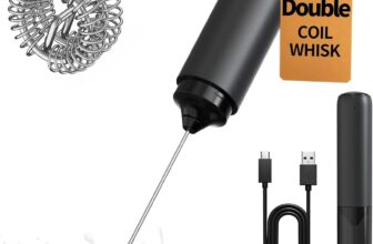 CIRCLE JOY Electric Milk Frother Handheld, Rechargeable Coffee Frother with Dual Spring Whisk, Portable Hand Frother Wand Drink Mixer for Coffee, Hot Chocolate, Cappuccino, Frappe, Matcha, Black