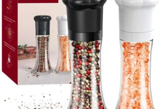 CIRCLE JOY Salt and Pepper Mills Manual Grinder Set 180ml with Adjustable Ceramic Blades, Glass Body Shakers – Sold By CIRCLEJOYEU/FBA