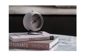 CLEARANCE_BADGE Karlsson Nirvana Globe Analogue Alarm Clock – Warm Grey