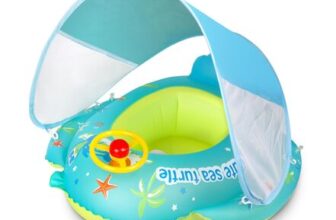 CLIUNT Baby Pool Float with Canopy and Adjustable Safety Seat