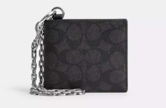 COACH Billfold Wallet With Chain In Signature Canvas