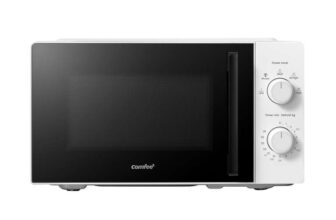 COMFEE 20L Compact White Microwave Oven, 700W Solo Manual Countertop Microwave with 5 Power Levels, Quick Defrost, Easy Clean