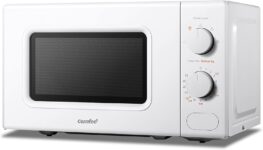 COMFEE 700W 20L White Microwave Oven With 5 Cooking Power Levels, Quick Defrost Function, And Kitchen Manual Timer – Compact Design CM-M202CC(WH)
