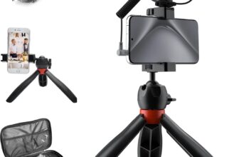 COMICA CVM-VM10-K2 Pro, Mobile Phone Video Microphone Vlogging Kit for Sony, Canon, Nikon DSLR Camera, iPhone 15, Samsung,for YouTube,TikTok with Shotgun Microphone Tripod Phone Holder Carrying Case