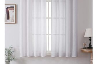 CUCRAF White Voile Curtains, 63-Inch Drop, 2 Panels, Eyelet