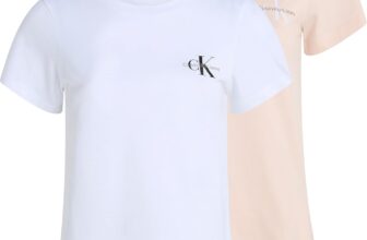 Calvin Klein Womens 2 Pack Monologo Slim Short Sleeve Round Neck T-Shirts