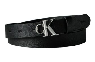 Calvin Klein Womens Facet Buckle Pebble Strap Belt Black
