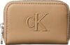 Calvin Klein Womens Purse Bold CK Medium Zip Around with Logo, Brown (Tannin), One Size