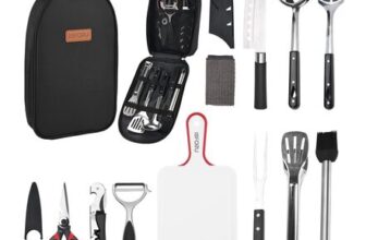 Camping Accessories Set, ISFORU 9PCS Camping Kitchen Utensil Organizer