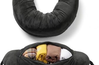 Campoverde Travel Neck Pillow Storage Bag, U-Shaped Pillowcase with Adjustable Shoulder Strap, Portable Organizer for Flight, Train and Car Travel(Black)