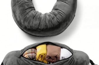 Campoverde Travel Neck Pillow Storage Bag, U-Shaped Pillowcase with Adjustable Shoulder Strap, Portable Organizer for Flight, Train and Car Travel(Dark Grey)