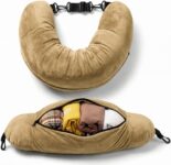 Campoverde Travel Neck Pillow Storage Bag, U-Shaped Pillowcase with Adjustable Shoulder Strap, Portable Organizer for Flight, Train and Car Travel(Khaki)