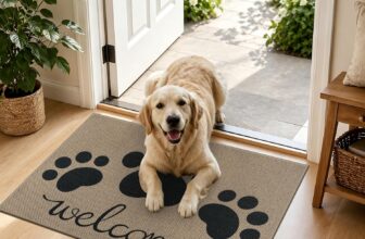 Capslpad Dirt Trapper Door Mat Indoor 50x80cm Non-Slip Machine Washable Entrance Rug Easy Jute Durable Inside Floor Mat for Entryway, Front Back Door Muddy Wet Shoes and Paws, Black Paw