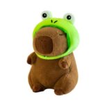 Capybara Plush Toy with Frog Hat, 23cm