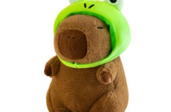 Capybara Plush Toy with Frog Hat, 23cm